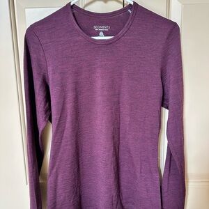 Segments Long Sleeve Crewneck 100% merino wool Top in Plum